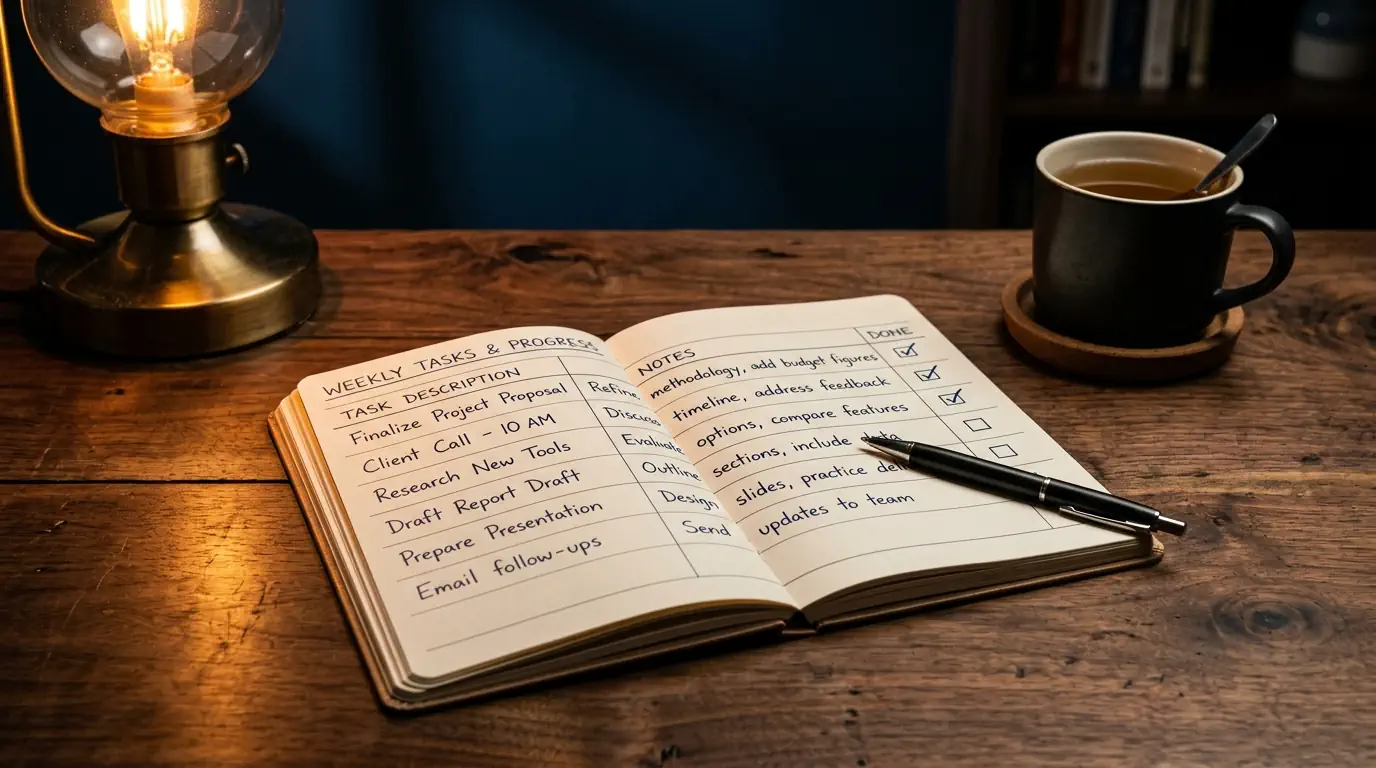 Carnet de notes ouvert pour consigner des faits datés avant une conversation de couple