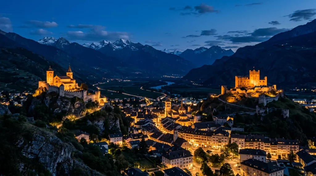 Châteaux de Valère et Tourbillon sur les collines de Sion